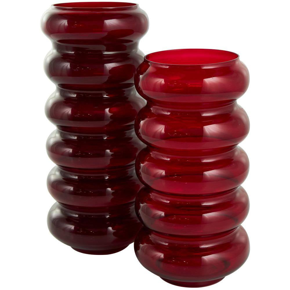 Red Bubble Glass Decorative Vase (Set of 2)