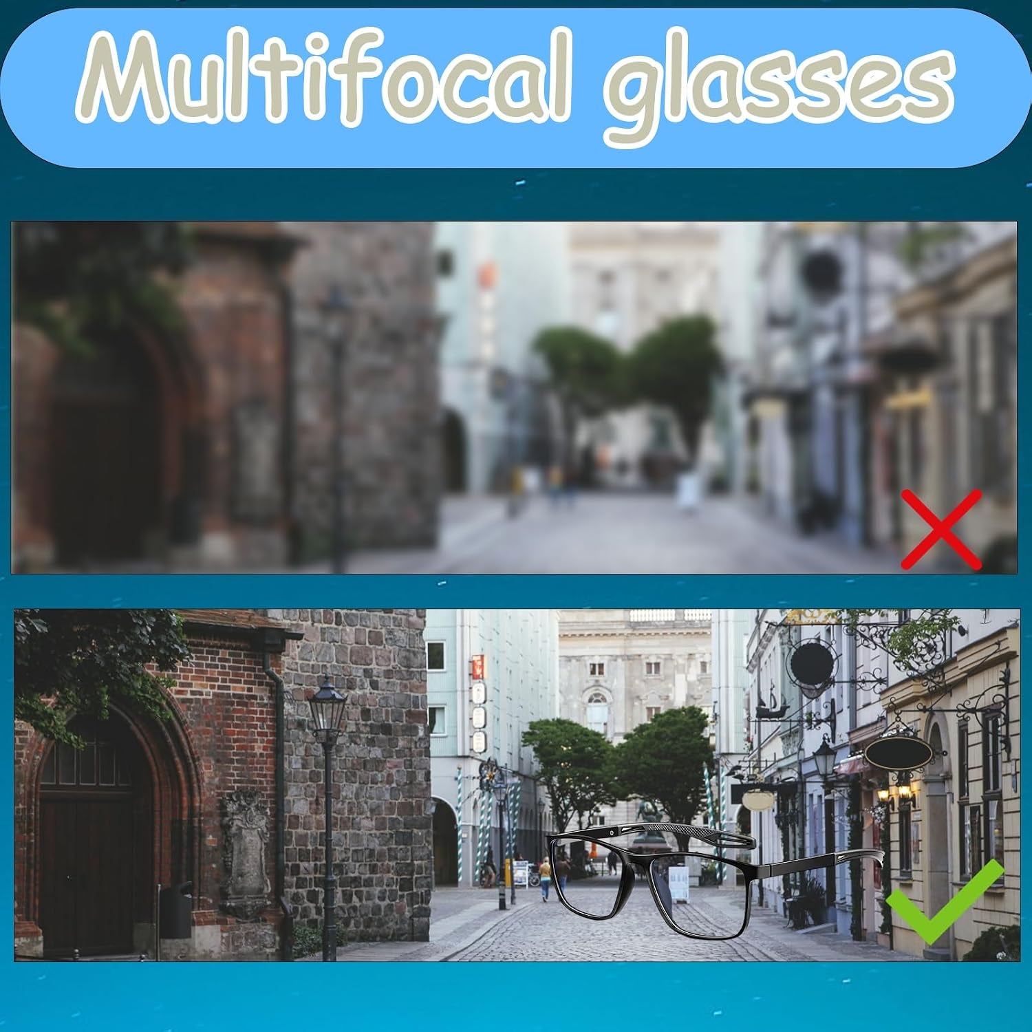 3Pcs Auto Focus Glasses, Bifocal Reading Glasses, Progressive Multifocal Glasses for Men, Varifocal Glasses (Mid-Near Range, 2X, 2.5X, 3X)