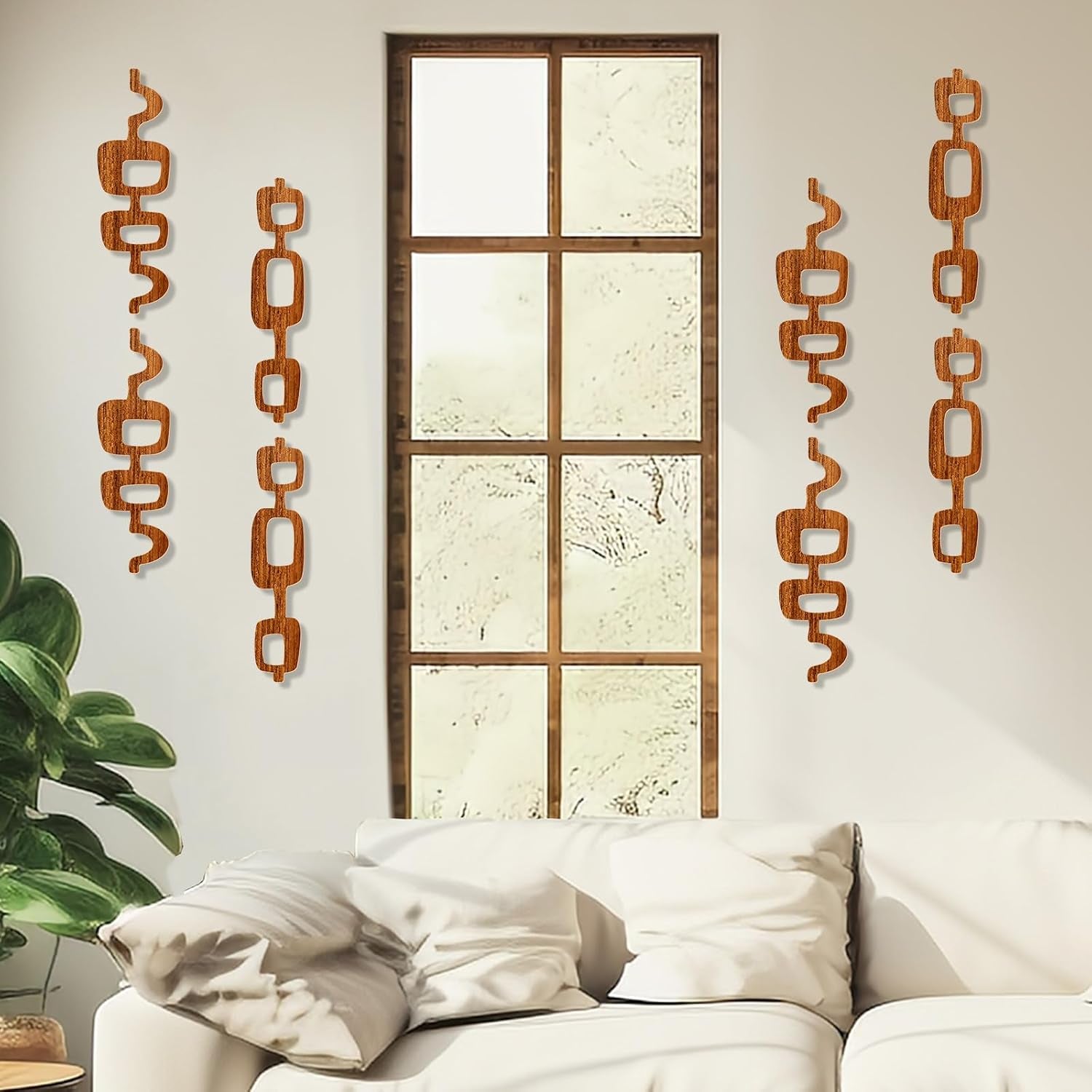 8 Pack Wood Wall Art Mid Century Modern Wall Art Decor Wood Panels for Wall Large Wood Abstract Geometric Wall Panels Decorative for Bedroom Living Room Home (Classic, Medium)