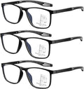 3Pcs Auto Focus Glasses, Bifocal Reading Glasses, Progressive Multifocal Glasses for Men, Varifocal Glasses (Mid-Near Range, 2X, 2.5X, 3X)