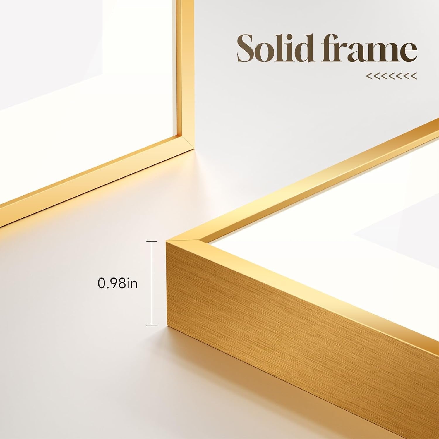 Framed Gold Modern Wall Art Prints, Set of 4 Piece Abstract Geometric White and Gold Wall Decor, Minimalist Contemporary Glam Square Wall Art for Dining Room Bedroom Office, 12X12 Inch