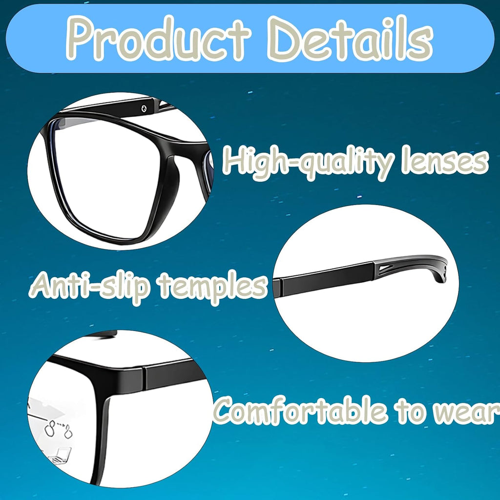 3Pcs Auto Focus Glasses, Bifocal Reading Glasses, Progressive Multifocal Glasses for Men, Varifocal Glasses (Mid-Near Range, 2X, 2.5X, 3X)