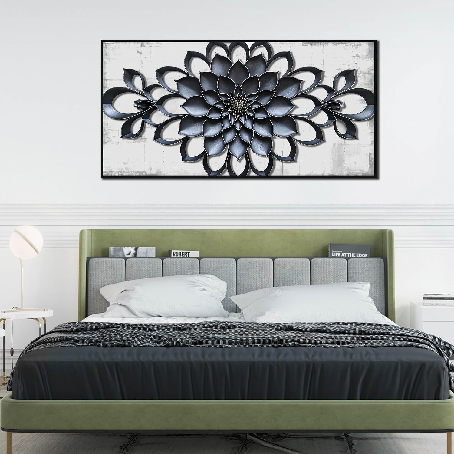 Modern Wall Art for Living Room Large Size - Minimalist Flower Canvas Wall Art for Bedroom - Large Picture Frames for Wall Size 29" X 59"