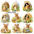 18Pcs/Set Easter Ornament, 2D Wooden Pendant, Home Decoration, Courtyard Garden Decoration, Holiday Decoration