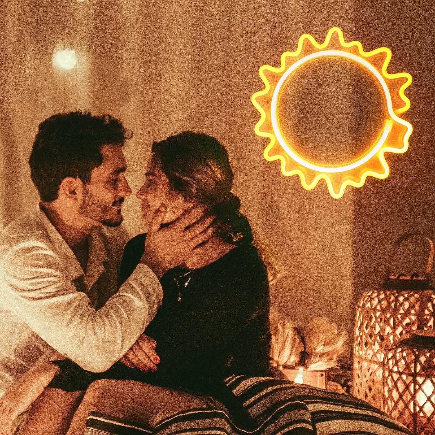Sun Neon Signs, Neon Lights Signs Sunflower Warm White Light up Signs for Wall Decor Battery and USB Operated Neon Decorative Lights for Home, Bedroom, Bar, Party, Wedding, Christmas