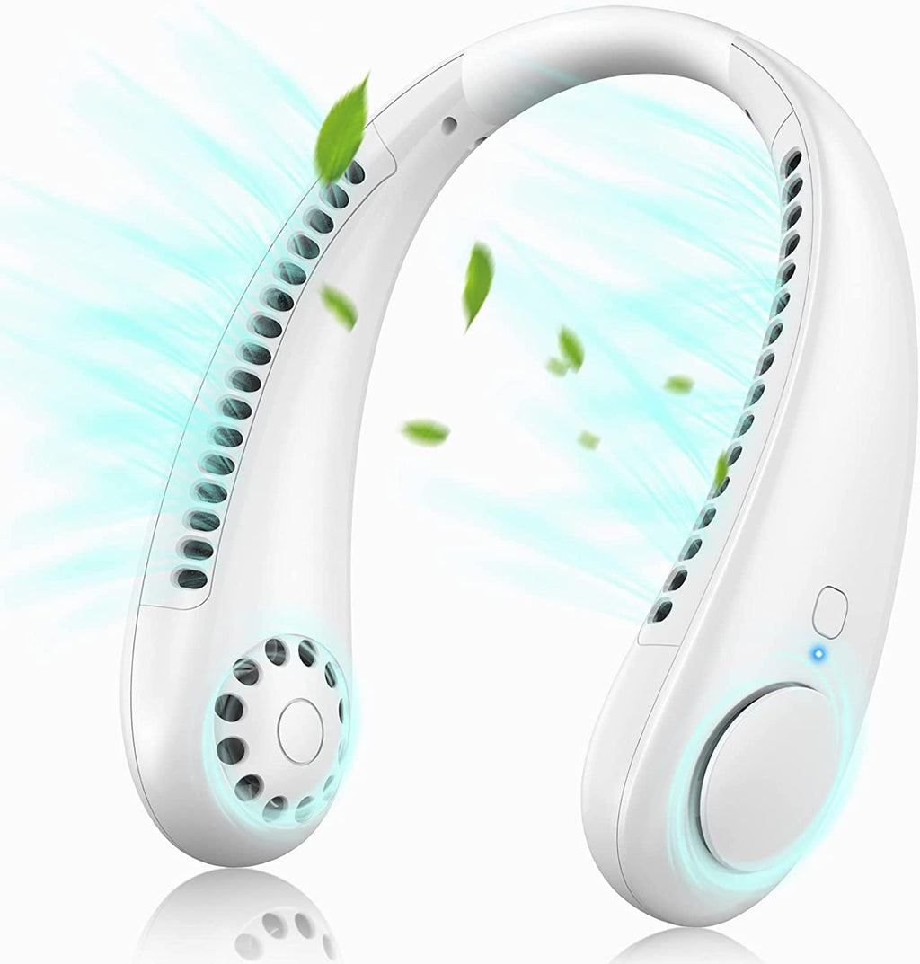 Portable Neck Fan, Bladeless Hanging Fan with 360° Airflow & 3 Speeds, USB Rechargeable Wearable Cooling Fan for Sports, Home, Office, Camping, Hiking, Indoor and Outdoor Use for Men and Women