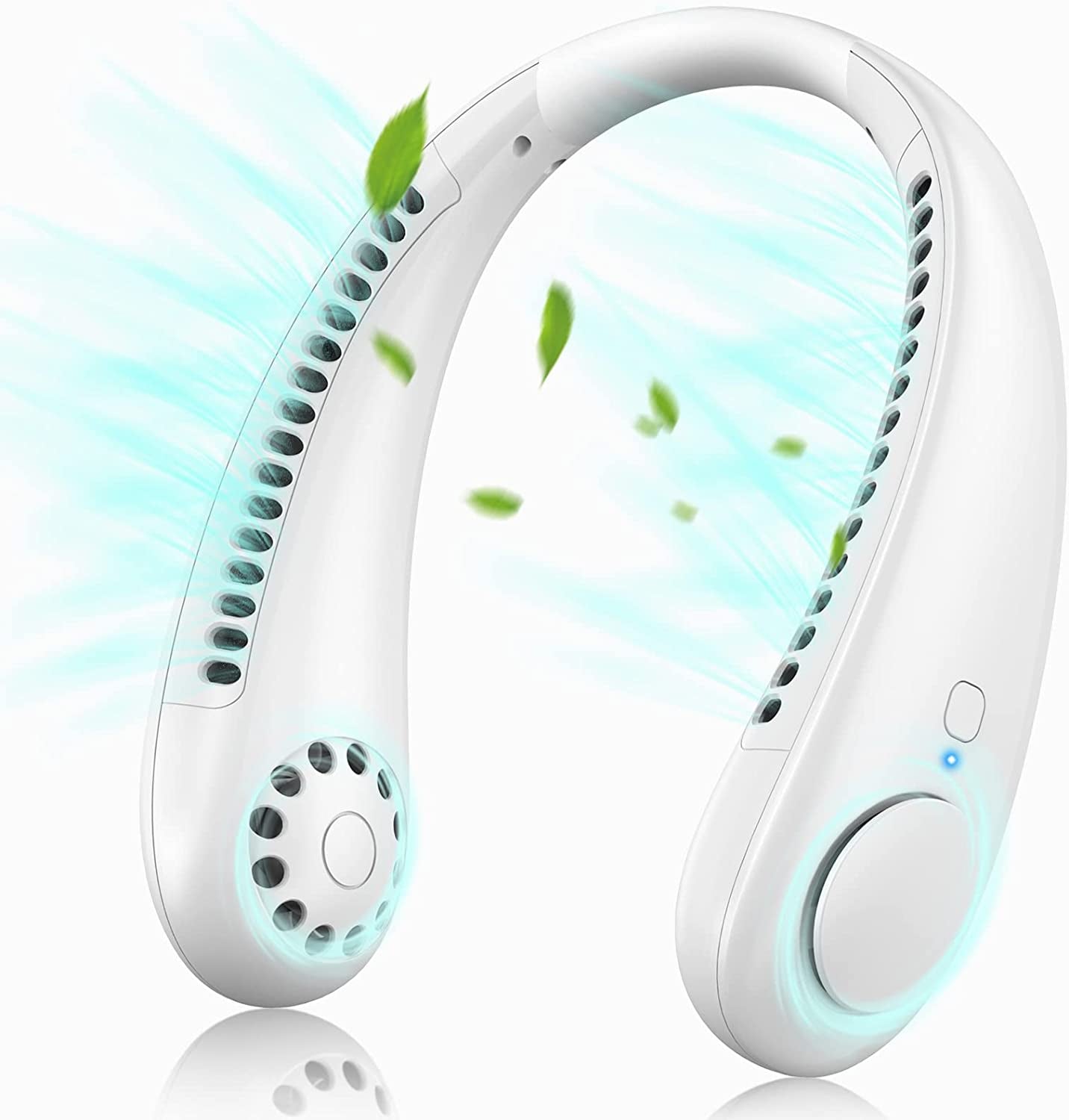 Portable Neck Fan, Bladeless Hanging Fan with 360° Airflow & 3 Speeds, USB Rechargeable Wearable Cooling Fan for Sports, Home, Office, Camping, Hiking, Indoor and Outdoor Use for Men and Women