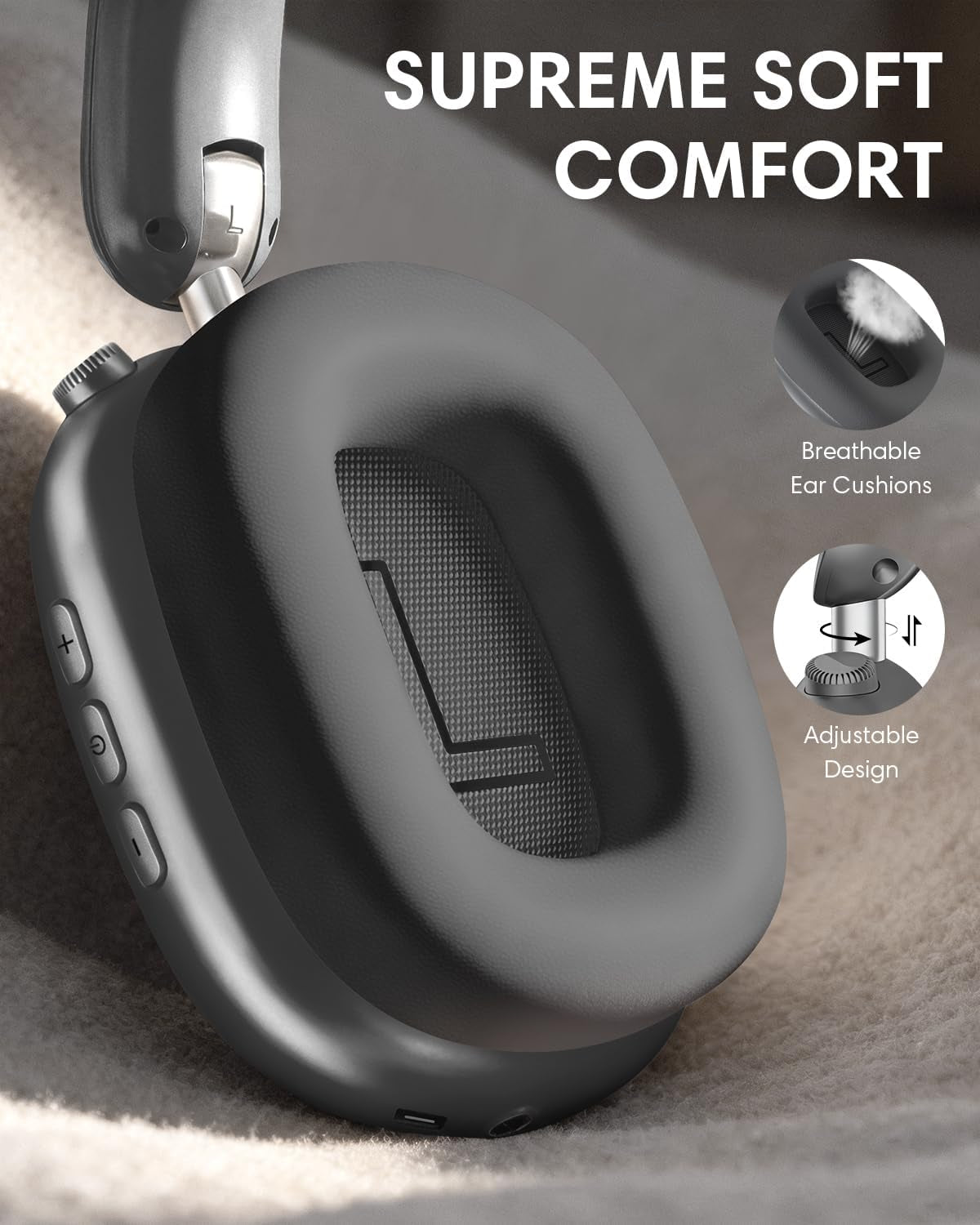 Y02 Active Noise Cancelling Headphones, Wireless Over-Ear Bluetooth 5.4 Headphones with Microphone, 60H Playtime, Hi-Res Audio, Big Bass, Foldable Lightweight for Travel Home Office, Grey