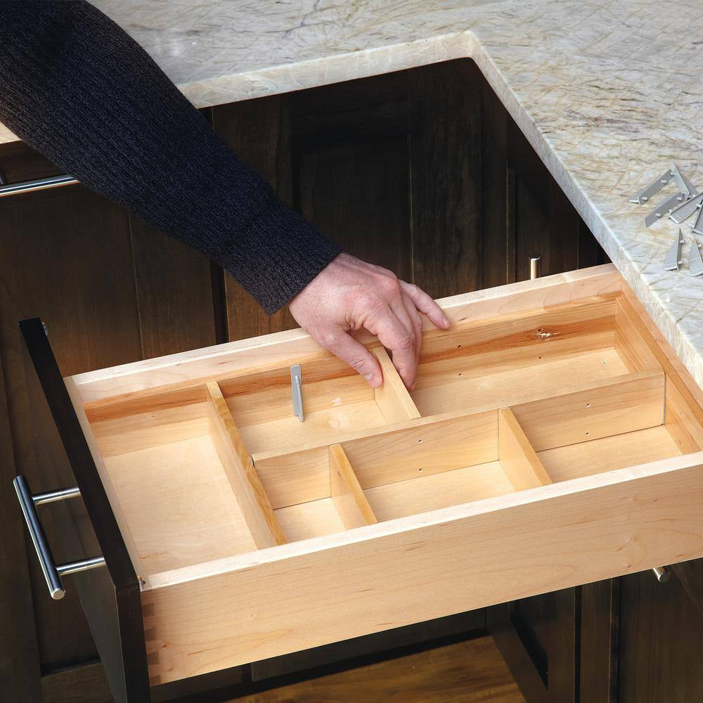 2.5 In. H X 15.38 In. W X 19.13 In. D Maple Wood Customizable Drop in Kitchen Cutlery Drawer Organizer