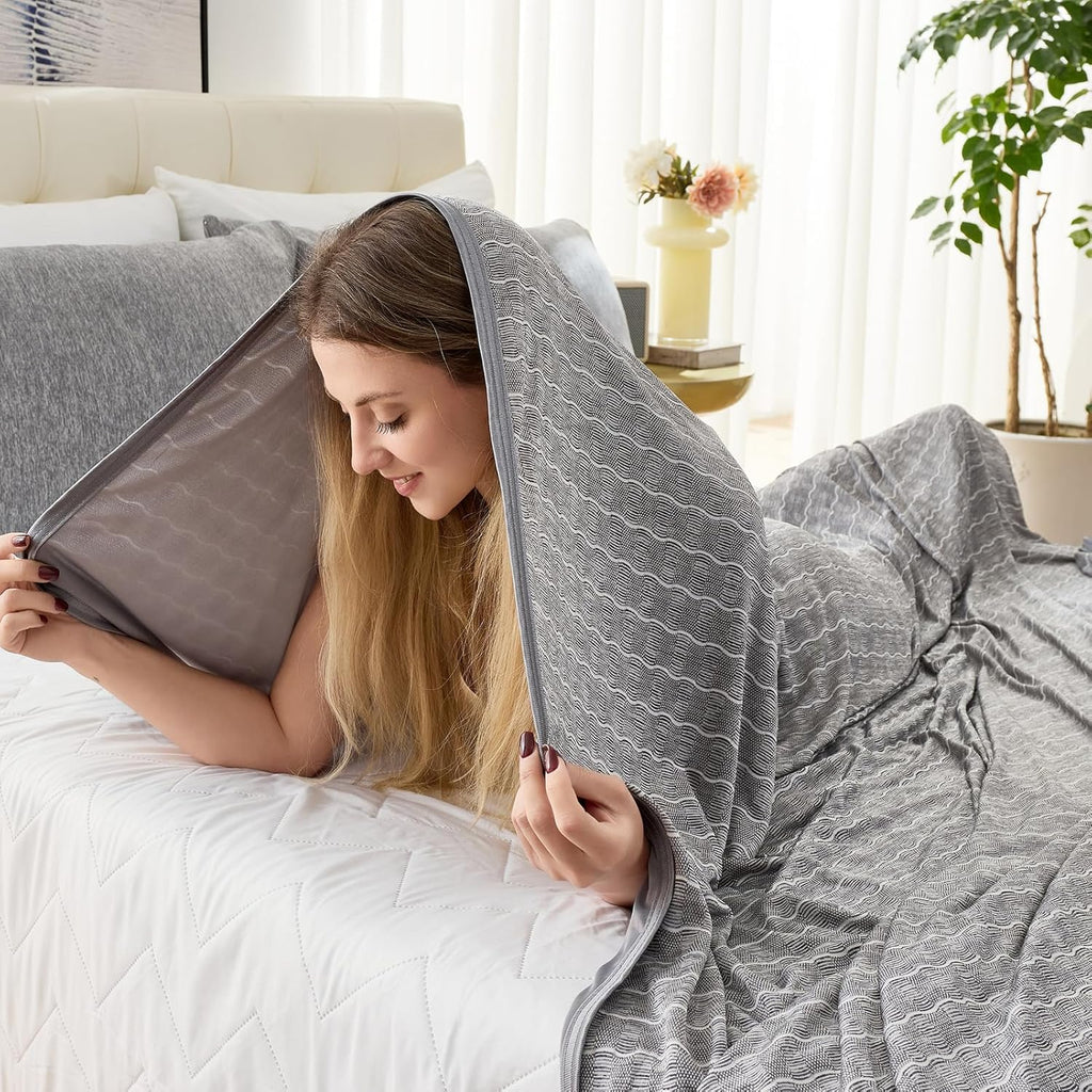 Grey Cooling Throw Blanket Arc-Chill Cool Summer Blanket with Q-Max > 0.5 Japanese Cold-Sensing Technology Perfect for Night Sweats and Hot Sleepers 200X220Cm Cooling Blanket