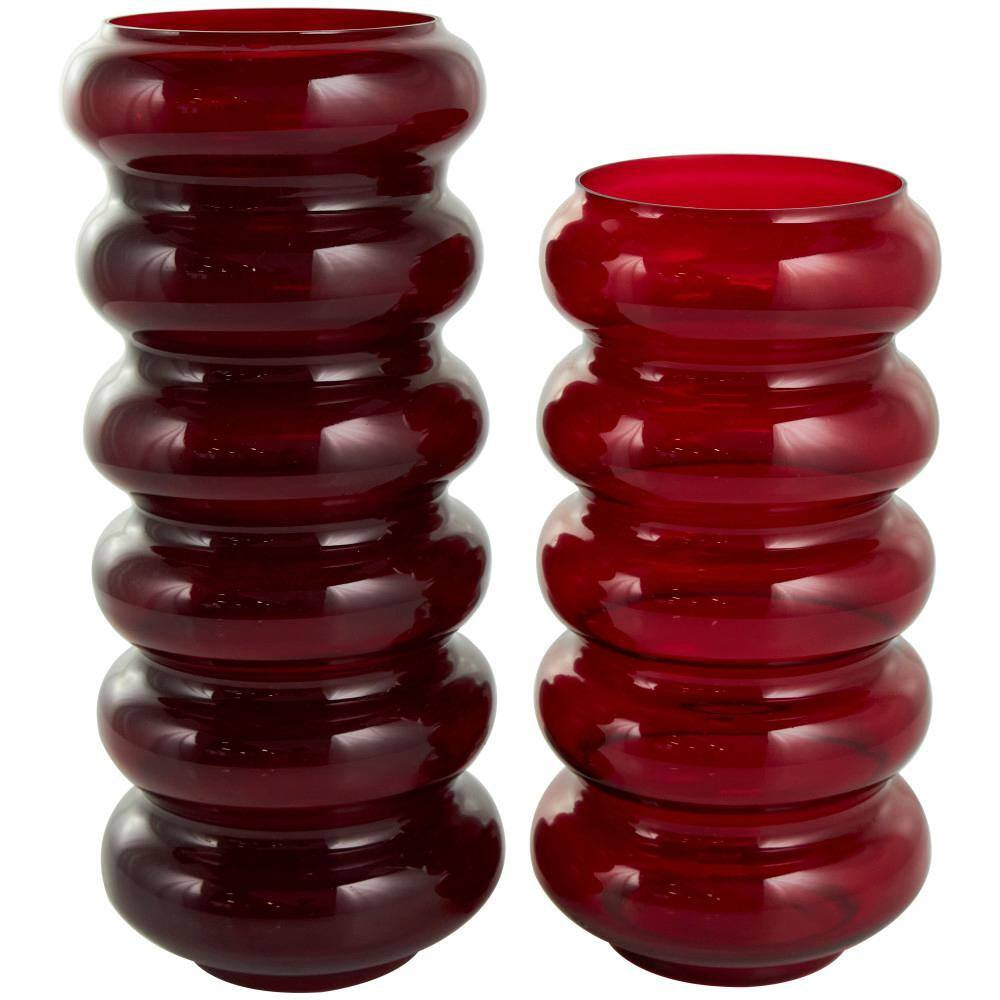 Red Bubble Glass Decorative Vase (Set of 2)