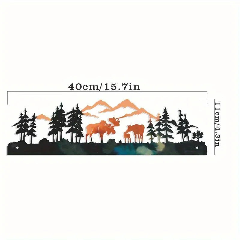 Metal Crafts Metal Wall Decoration, Home Decoration Art Forest Moose Living Room Interior Decoration Ornaments Wall Decoration