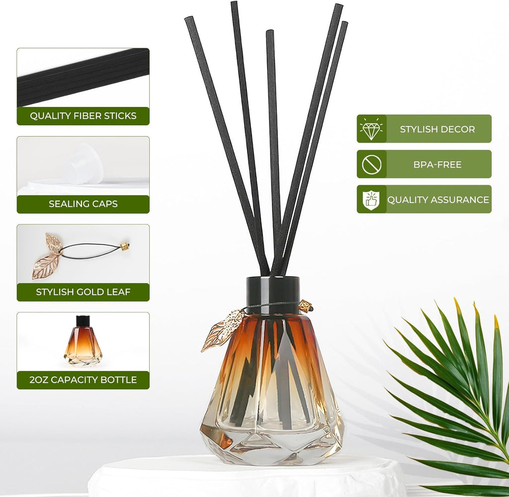 Reed Diffuser, 4Pcs Reed Diffuser Empty Bottles with 20Pcs Reed Diffuser Sticks,