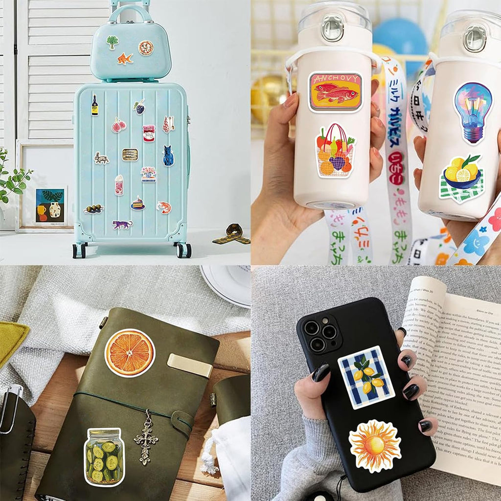 Cute Aesthetic Water Bottles Stickers, Girls Aesthetic Stickers(Red100) | Mediterranean Style, Waterproof Aesthetic Scrapbook Sticker, Vinyl Decals for Laptop Kindle Journal