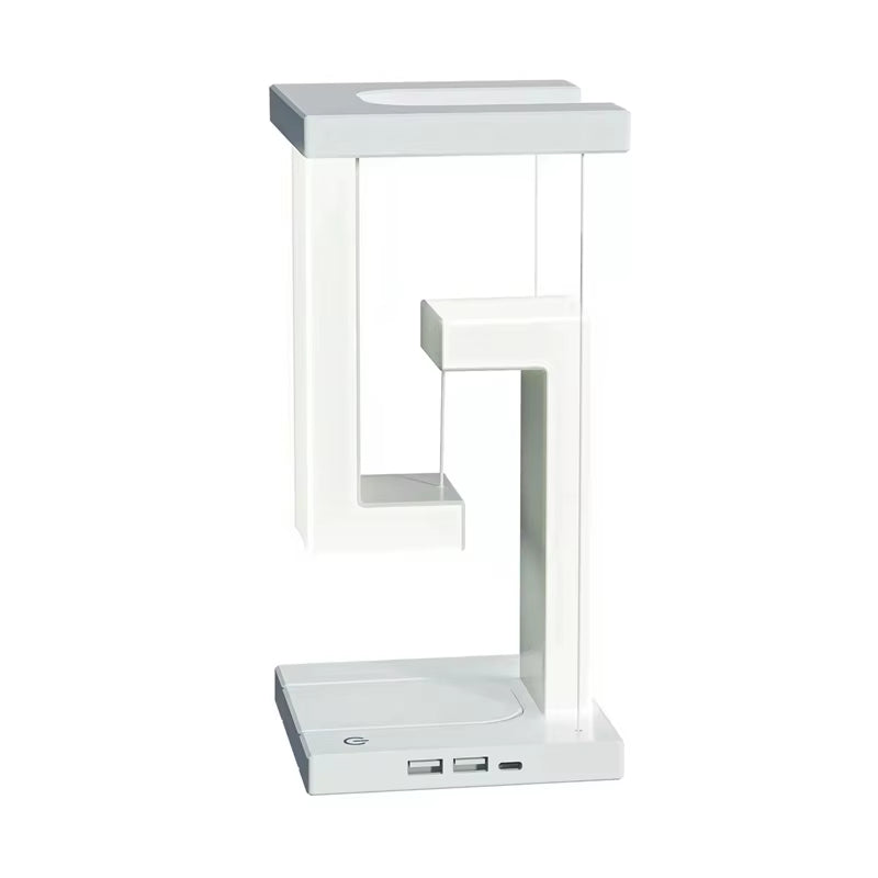 Floating Desk Lamp with Wireless Charger, USB Output Charging Port, Charging Dock Station for Iphone, Bedside Lamp Table Lamp