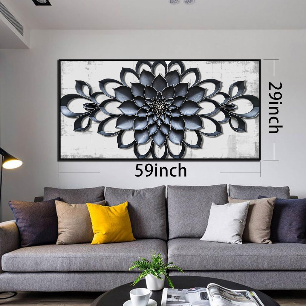 Modern Wall Art for Living Room Large Size - Minimalist Flower Canvas Wall Art for Bedroom - Large Picture Frames for Wall Size 29" X 59"