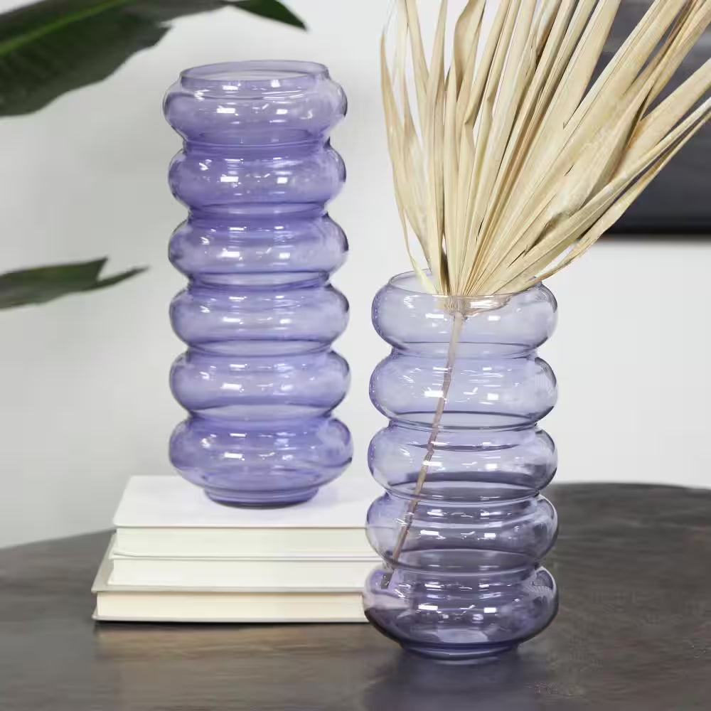 Purple Bubble Glass Decorative Vase (Set of 2)