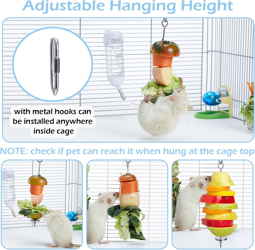 2Pcs Rat Enrichment Toys, 304 Stainless Steel Rat Foraging Toy for Fruit Vegetable Holder, Fancy Mice Cage Accessories Puzzle Toy, Hanging Rodent Toys Slow Feeder, Bird Foraging for Parakeet