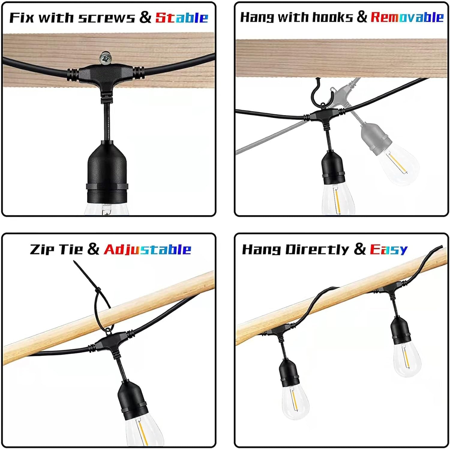 200FT String Lights for outside LED Patio Lights Outdoor Waterproof with 63 Shatteproof Edison Lights Outdoor String Lights 2200K for Patio Gazebo Pergola Café