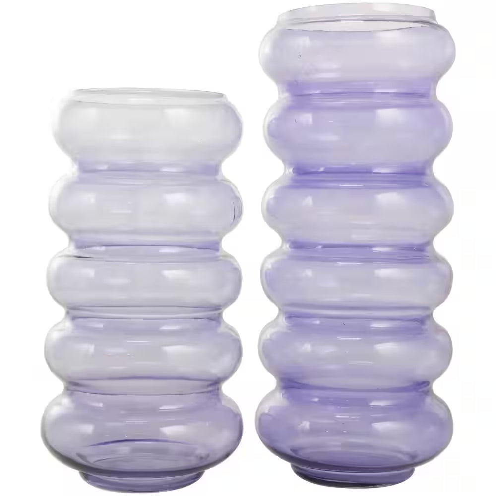 Purple Bubble Glass Decorative Vase (Set of 2)