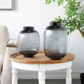 Black Textured Ombre Glass Decorative Vase (Set of 2)
