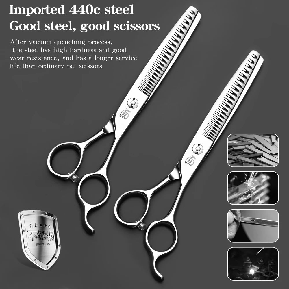 Natural Scissors for Pet Grooming, Natural and Traceless Haircuts for Thinning Fish Bones, Exclusively for Pet Grooming Shops