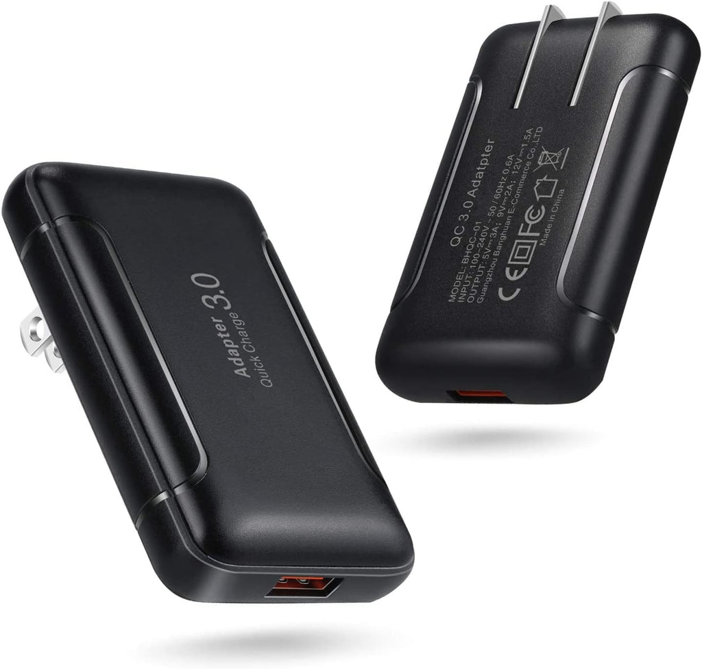 Ultra Slim Flat Portable USB Wall Charger Plug, 2 Pack Black