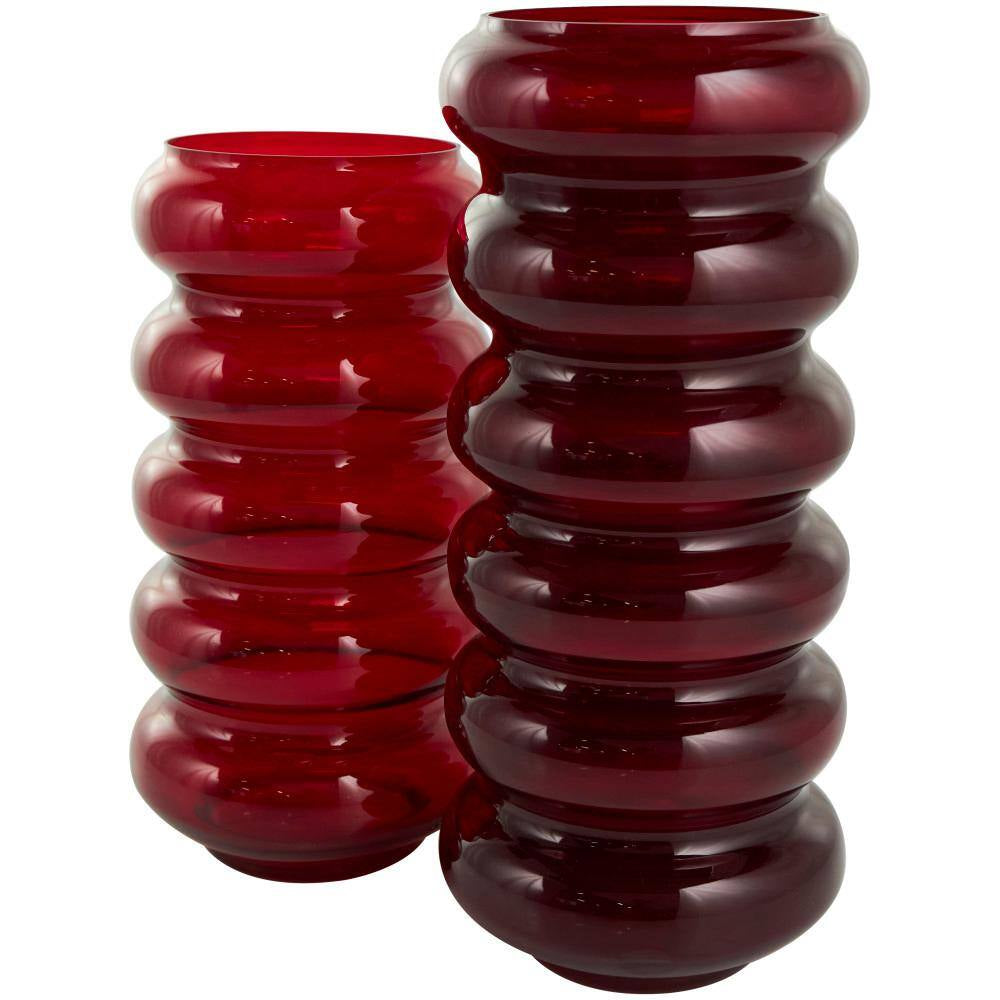 Red Bubble Glass Decorative Vase (Set of 2)