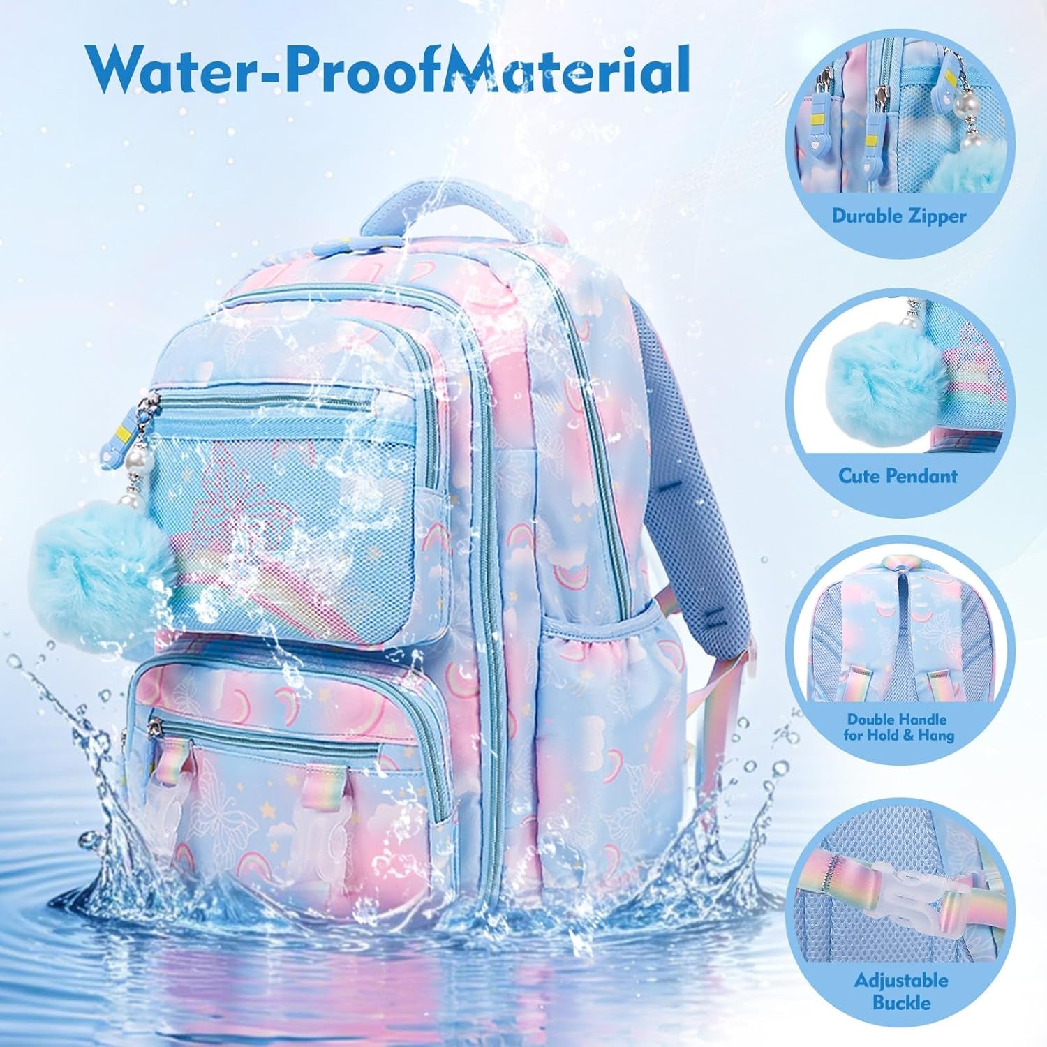 Aesthetic Kawaii Rainbow Backpack