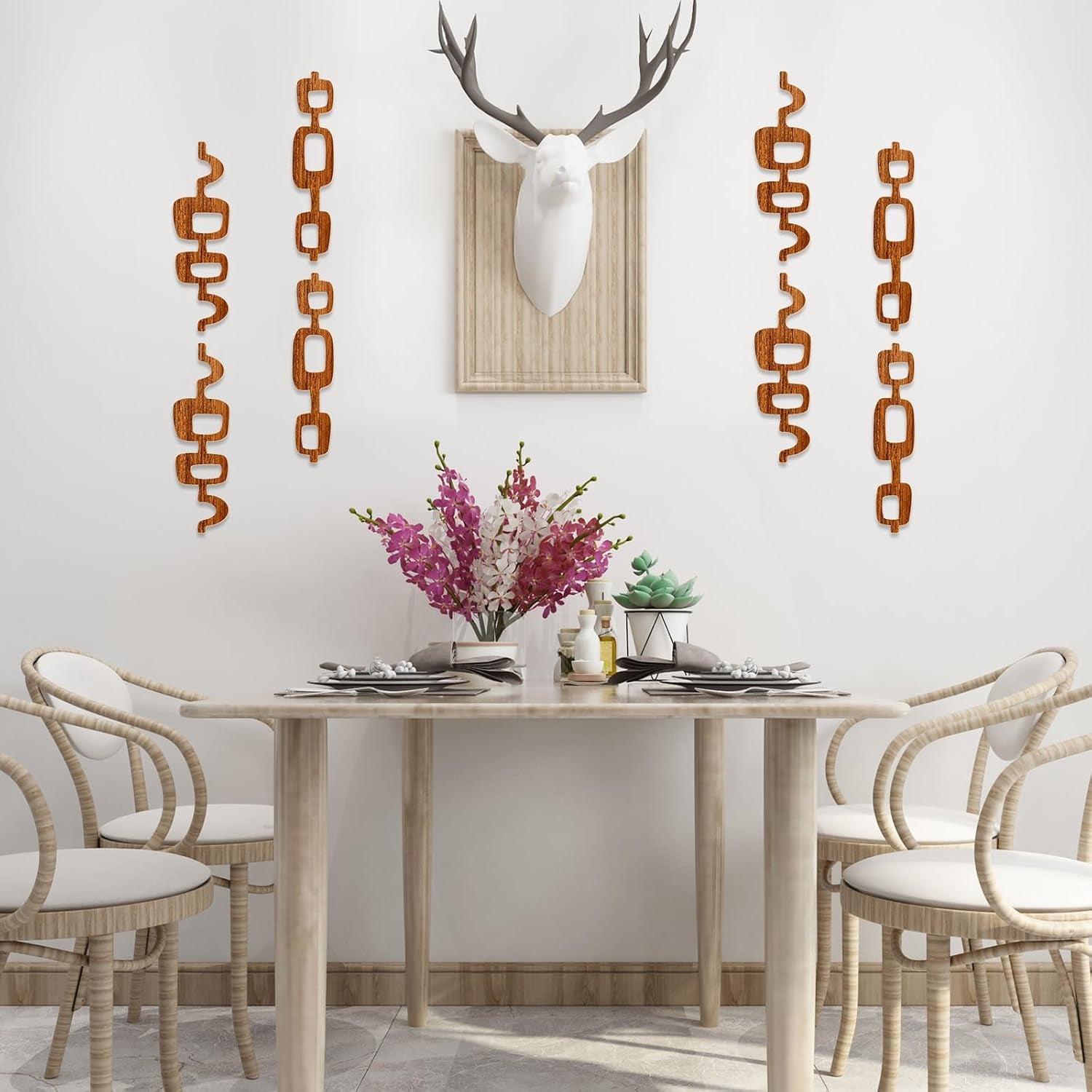 8 Pack Wood Wall Art Mid Century Modern Wall Art Decor Wood Panels for Wall Large Wood Abstract Geometric Wall Panels Decorative for Bedroom Living Room Home (Classic, Medium)