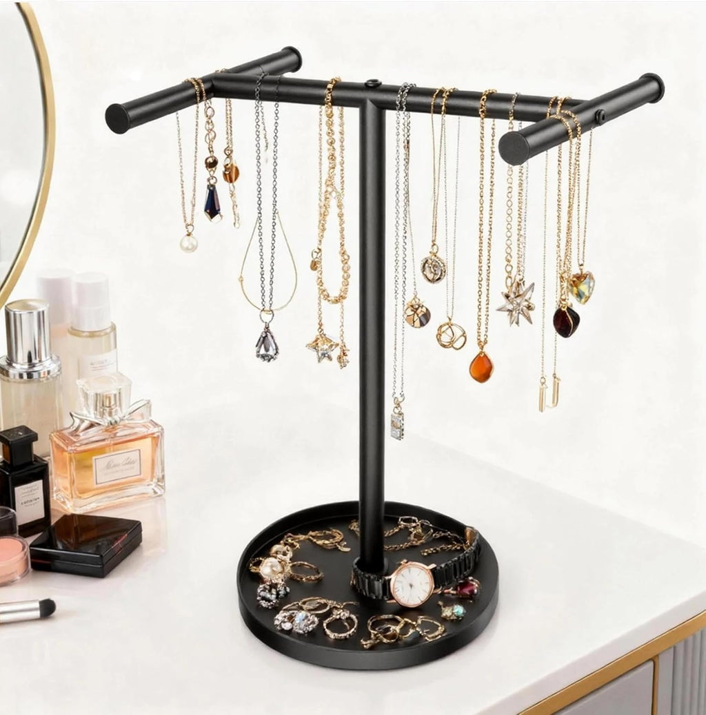 Necklace Holder Organizer, Metal Jewelry Stand to Prevent Bangles, Necklaces, Bracelets, Rings, Earrings and Watch Tangling