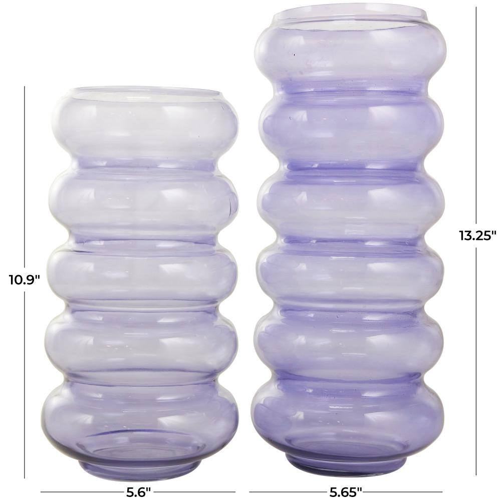 Purple Bubble Glass Decorative Vase (Set of 2)