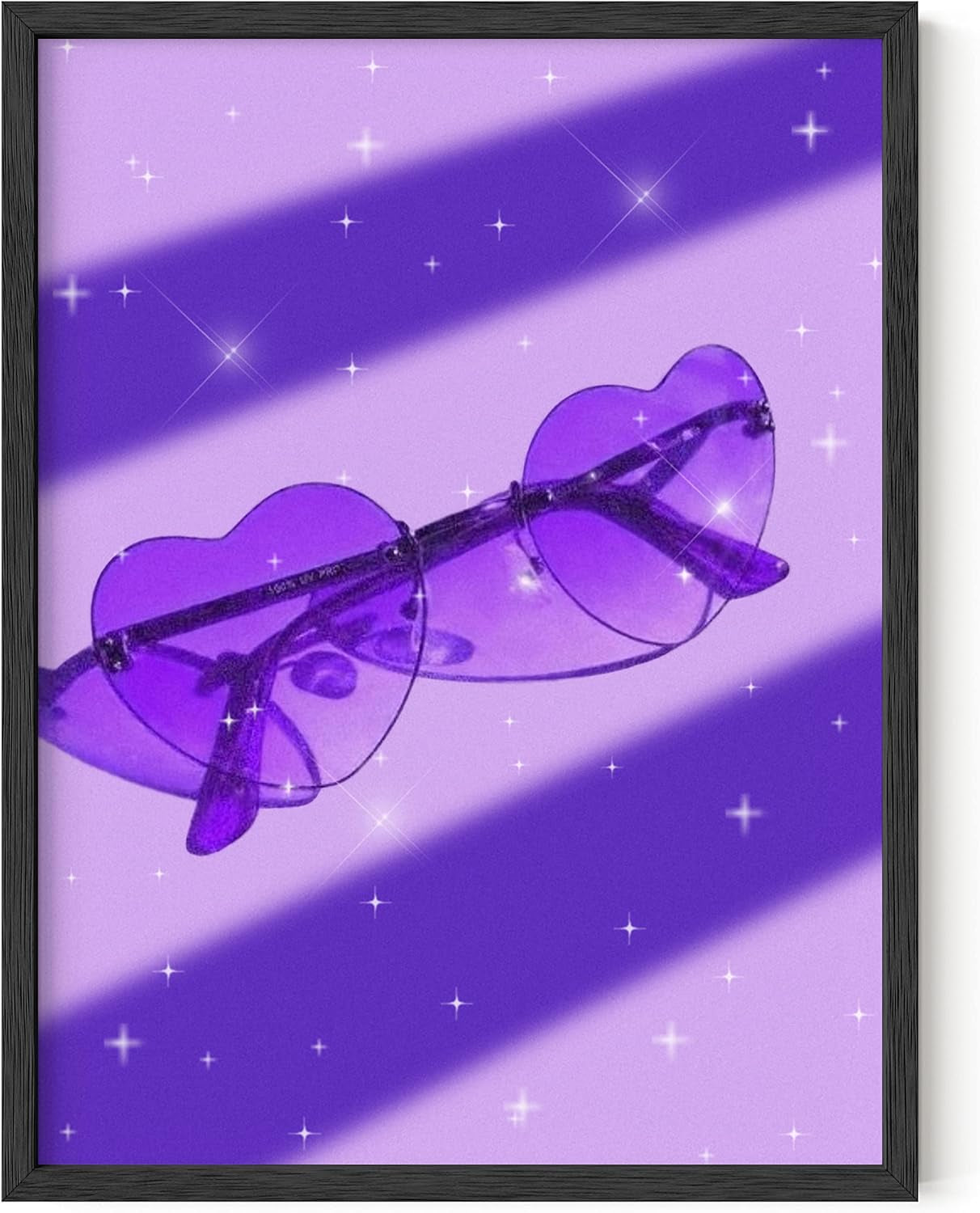 Sunglass Art - Purple Aesthetic Room Decor & Cool Posters for Neon Wall Art - UNFRAMED 12X16