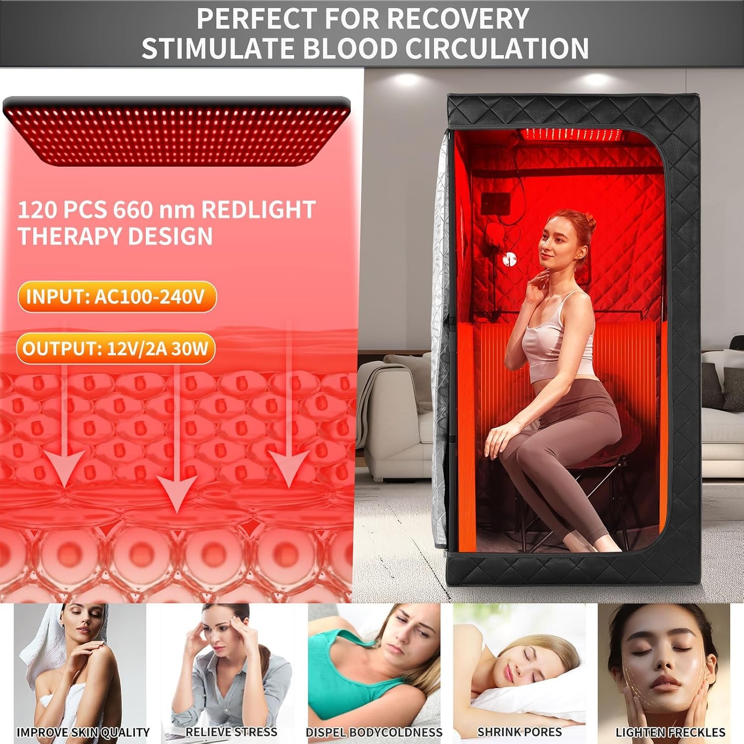 Infrared Sauna Box, Portable Infrared Sauna for Home, Personal Infrared Sauna with Red Light Threapy, Remote Control, Heating Foot Pad, Upgraded Comfortable Chair