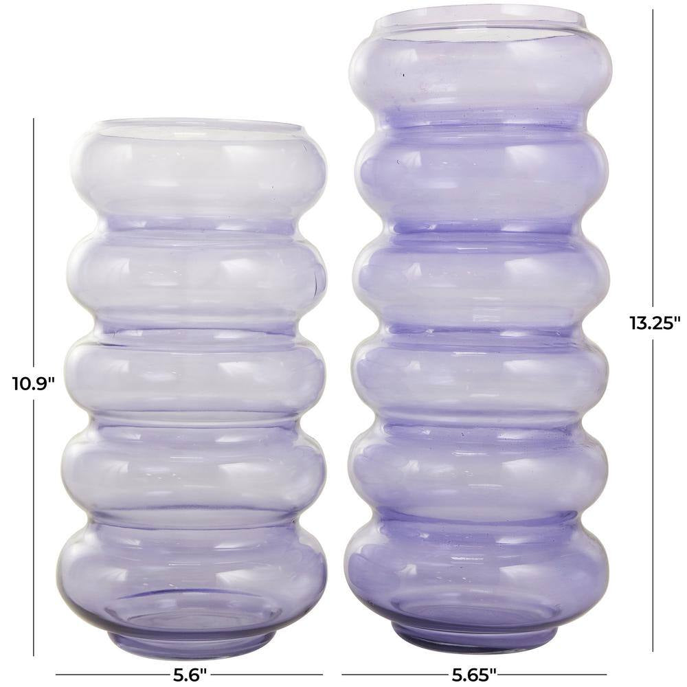 Purple Bubble Glass Decorative Vase (Set of 2)