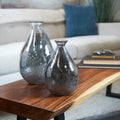 Gray Textured Teardrop Glass Decorative Vase (Set of 2)