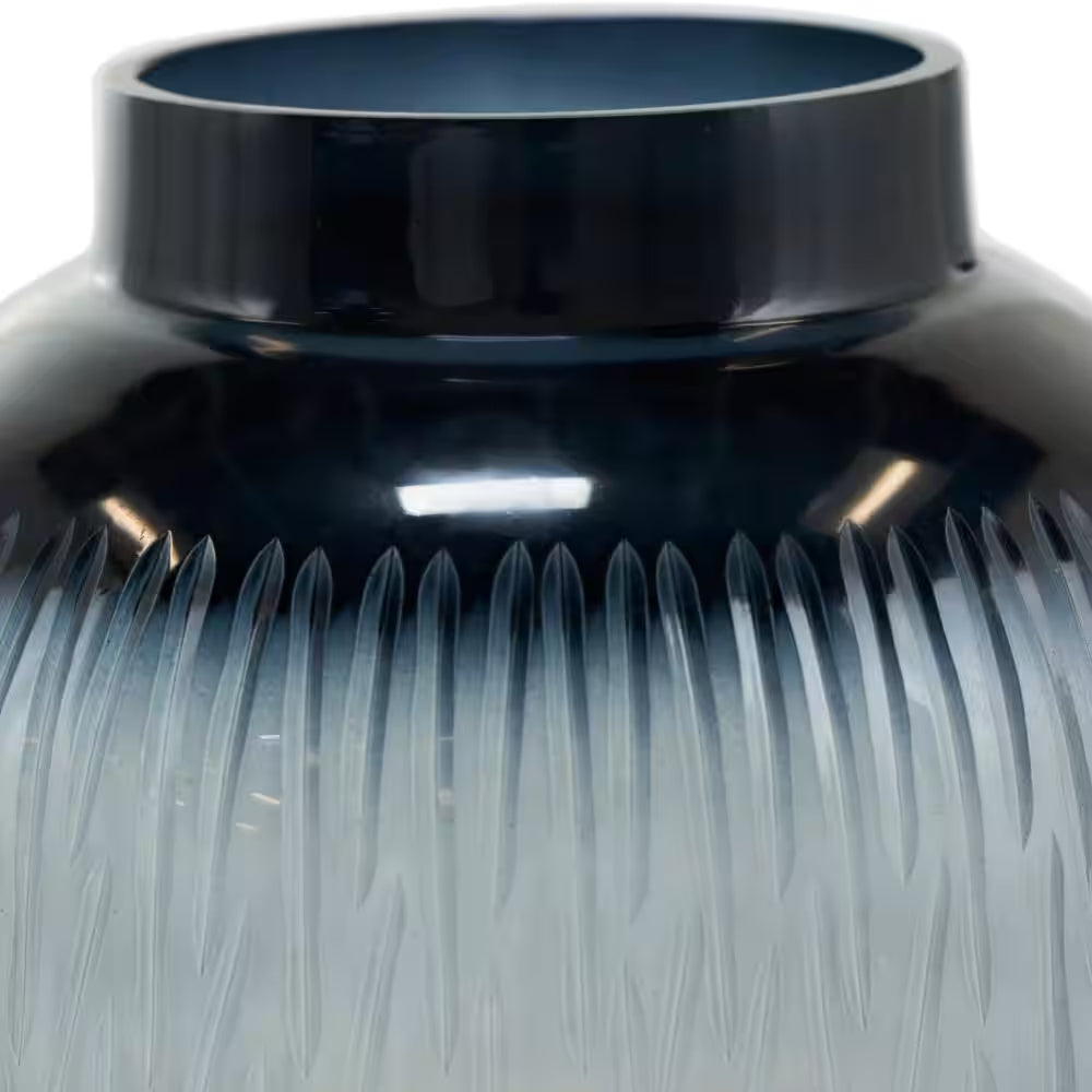 Black Textured Ombre Glass Decorative Vase (Set of 2)