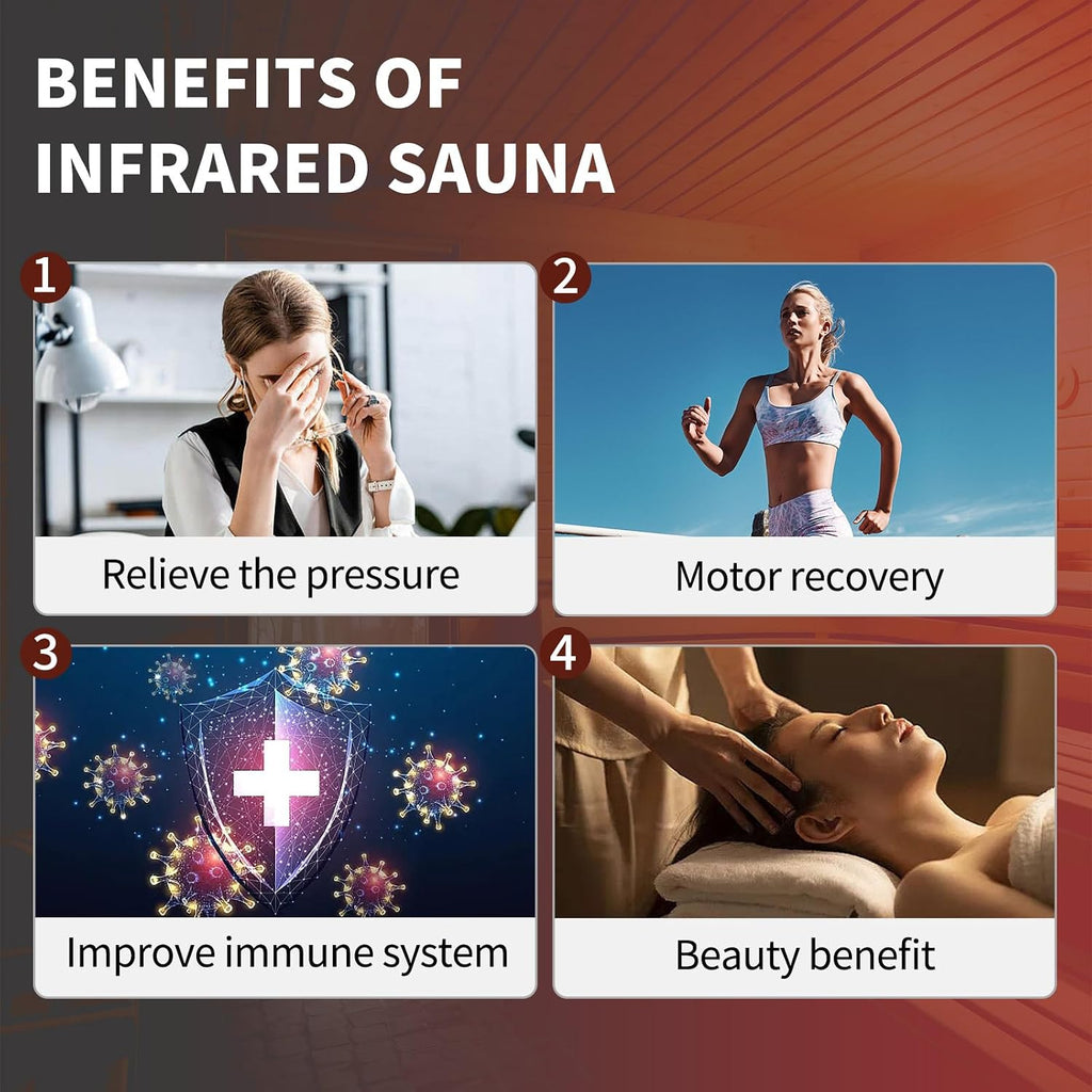 Infrared Sauna Box, Portable Infrared Sauna for Home, Personal Infrared Sauna with Red Light Threapy, Remote Control, Heating Foot Pad, Upgraded Comfortable Chair