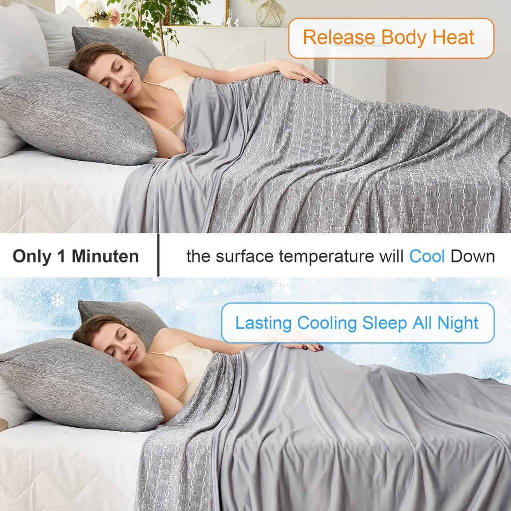 Grey Cooling Throw Blanket Arc-Chill Cool Summer Blanket with Q-Max > 0.5 Japanese Cold-Sensing Technology Perfect for Night Sweats and Hot Sleepers 200X220Cm Cooling Blanket