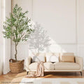 New Year Trees 7 Ft. Artificial Olive Tree 84In Fake Plants with Black Pot Indoor Outdoor Bedroom Living Room Office Dec