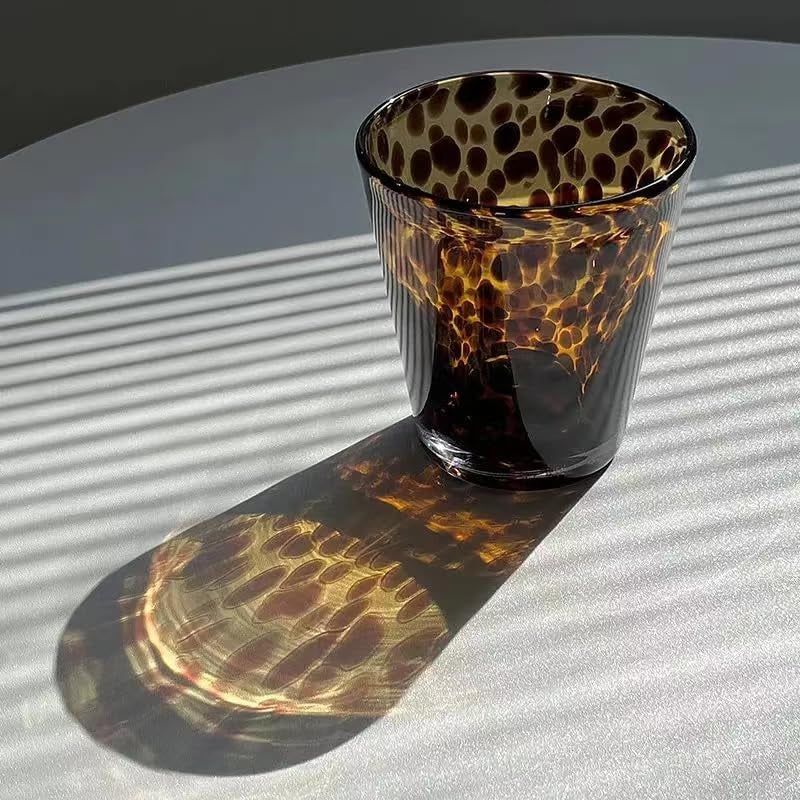 Leopard Print Vintage Drinking Glasses Y2K Cute Mugs Cheetah Print Aesthetic Cups Aesthetic Room Decor Aesthetic Stuff (Leopard Print,300Ml)