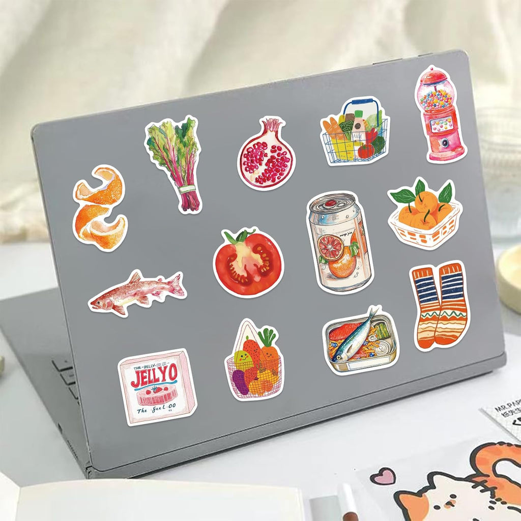 Cute Aesthetic Water Bottles Stickers, Girls Aesthetic Stickers(Red100) | Mediterranean Style, Waterproof Aesthetic Scrapbook Sticker, Vinyl Decals for Laptop Kindle Journal