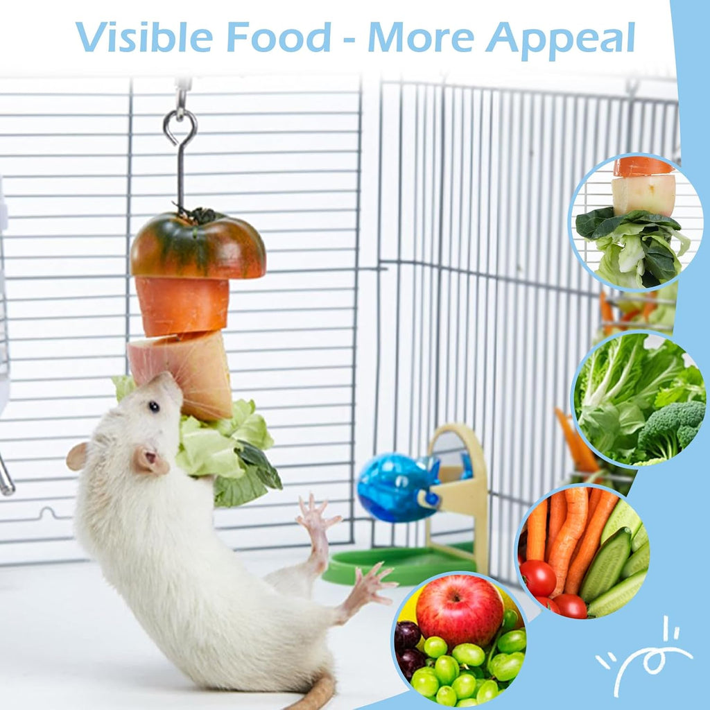 2Pcs Rat Enrichment Toys, 304 Stainless Steel Rat Foraging Toy for Fruit Vegetable Holder, Fancy Mice Cage Accessories Puzzle Toy, Hanging Rodent Toys Slow Feeder, Bird Foraging for Parakeet