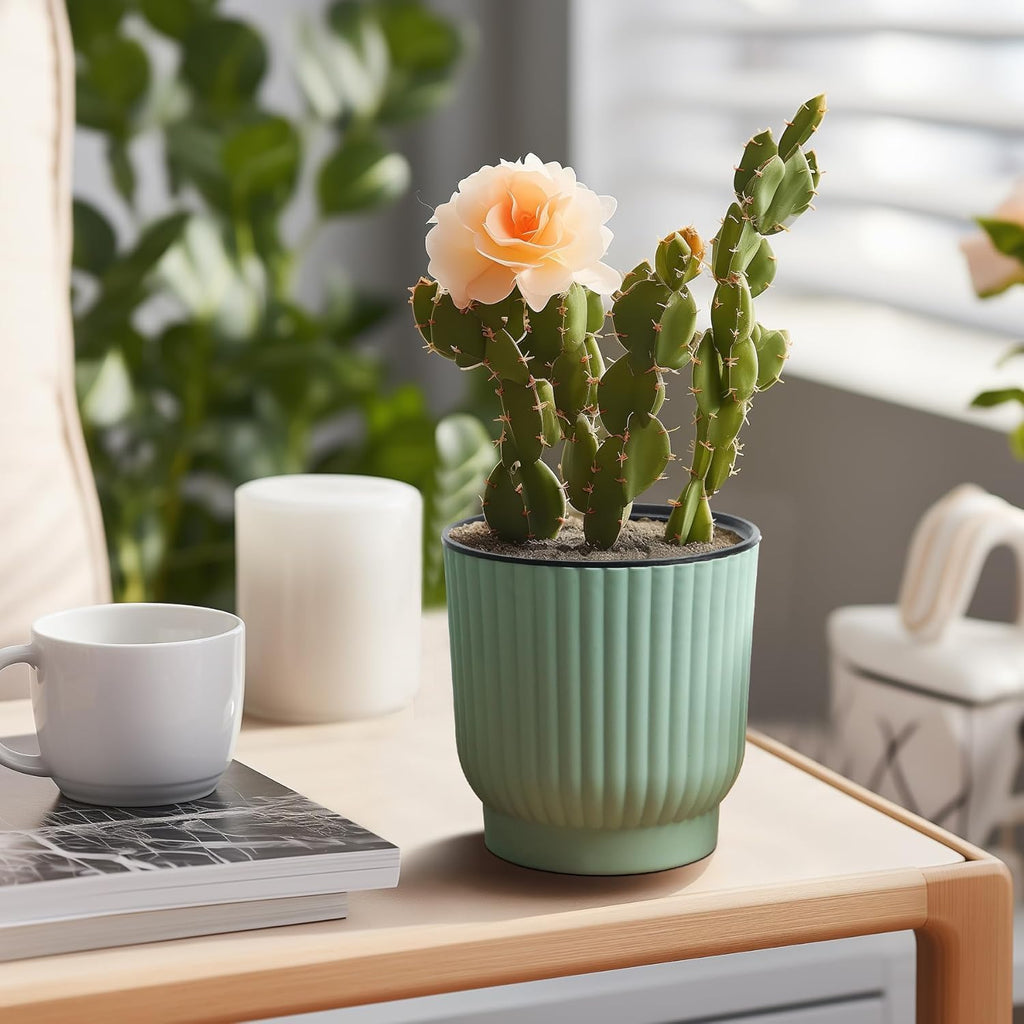 4.5 Inch Plant Pots Self Watering, 6 Pack African Violet Pots, Small Plant Pots for Plants, Small Indoor Plant Pot, Self Watering Planter for African Violet, Succulents (6 Pack 4.5" Pots, Green)