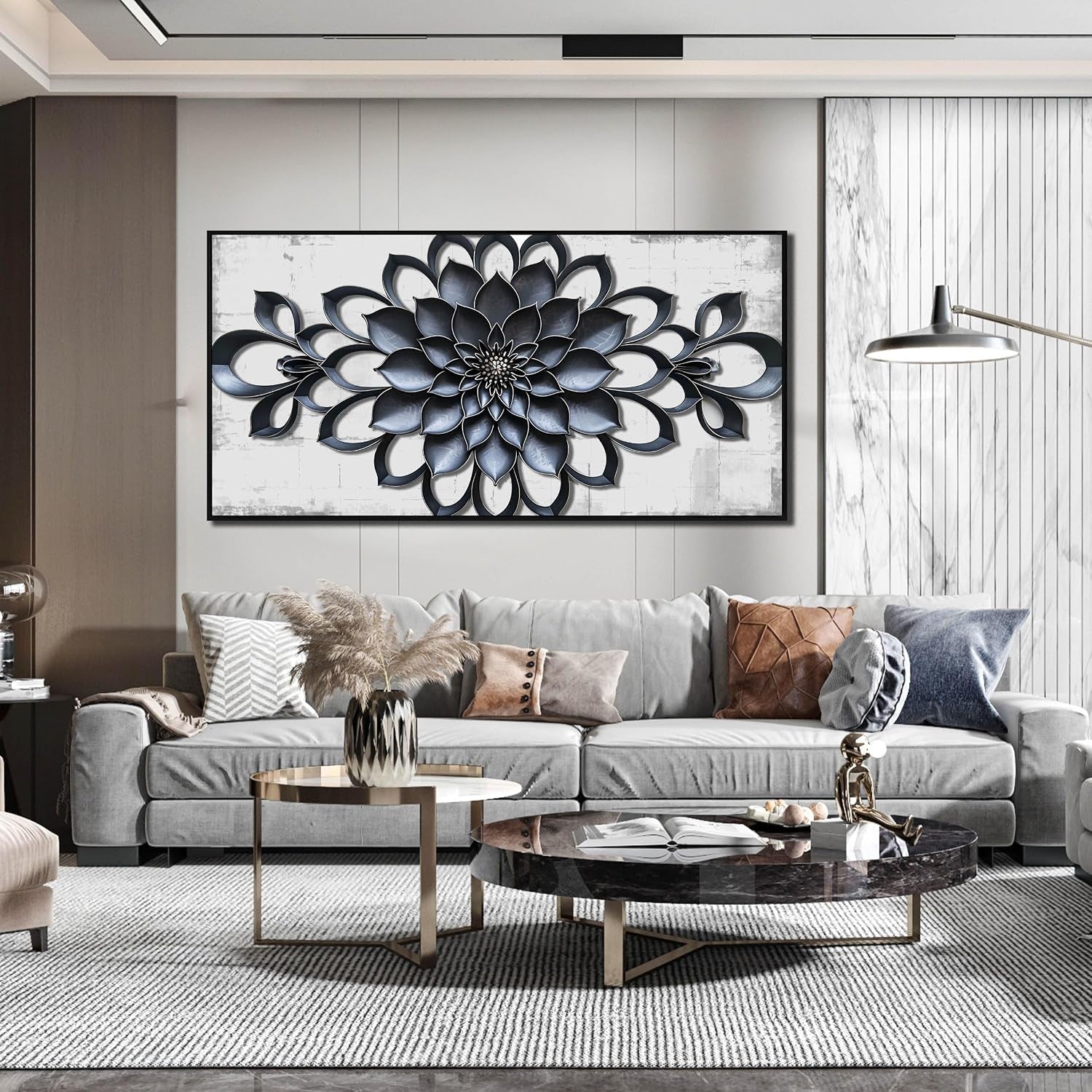 Modern Wall Art for Living Room Large Size - Minimalist Flower Canvas Wall Art for Bedroom - Large Picture Frames for Wall Size 29" X 59"