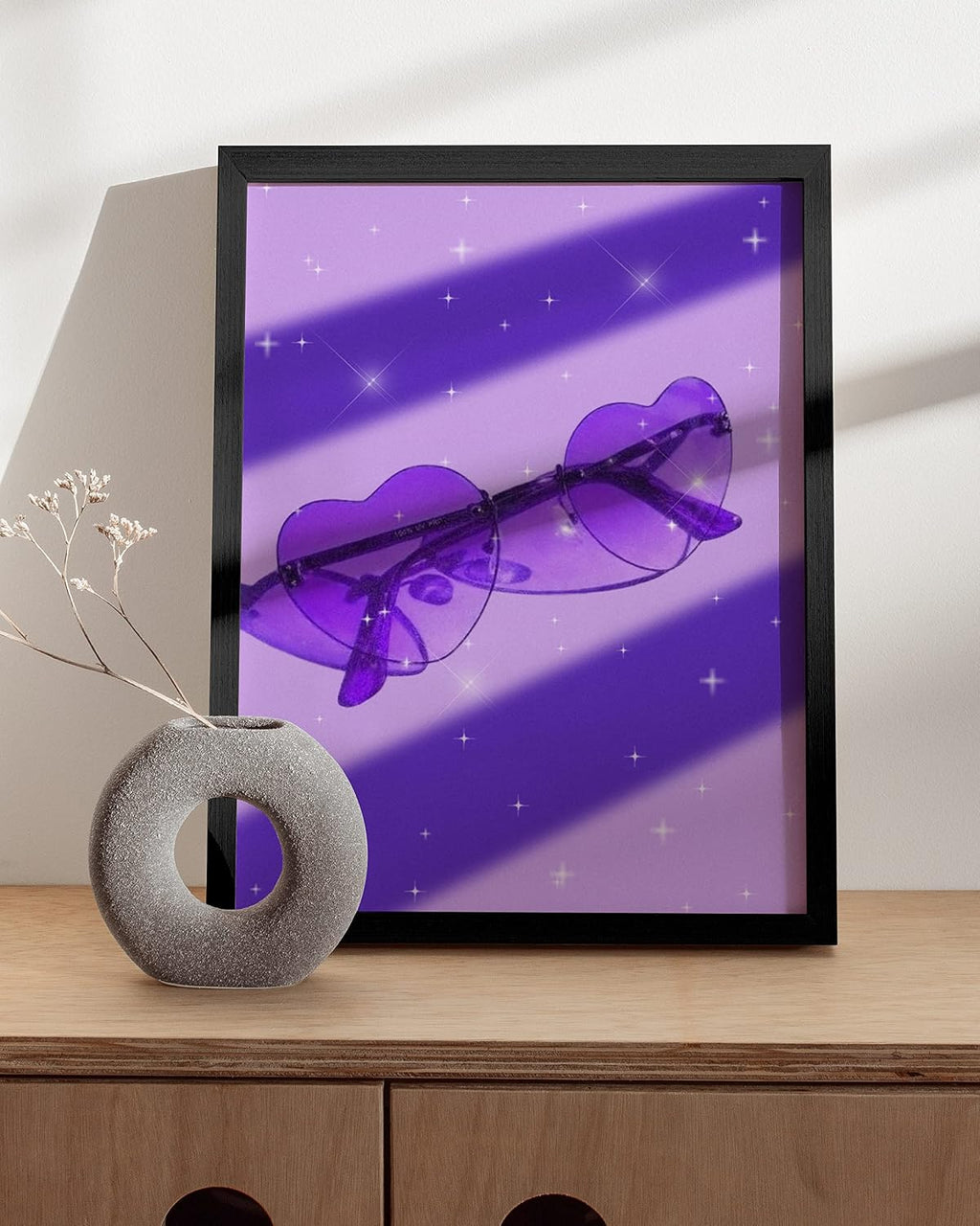 Sunglass Art - Purple Aesthetic Room Decor & Cool Posters for Neon Wall Art - UNFRAMED 12X16