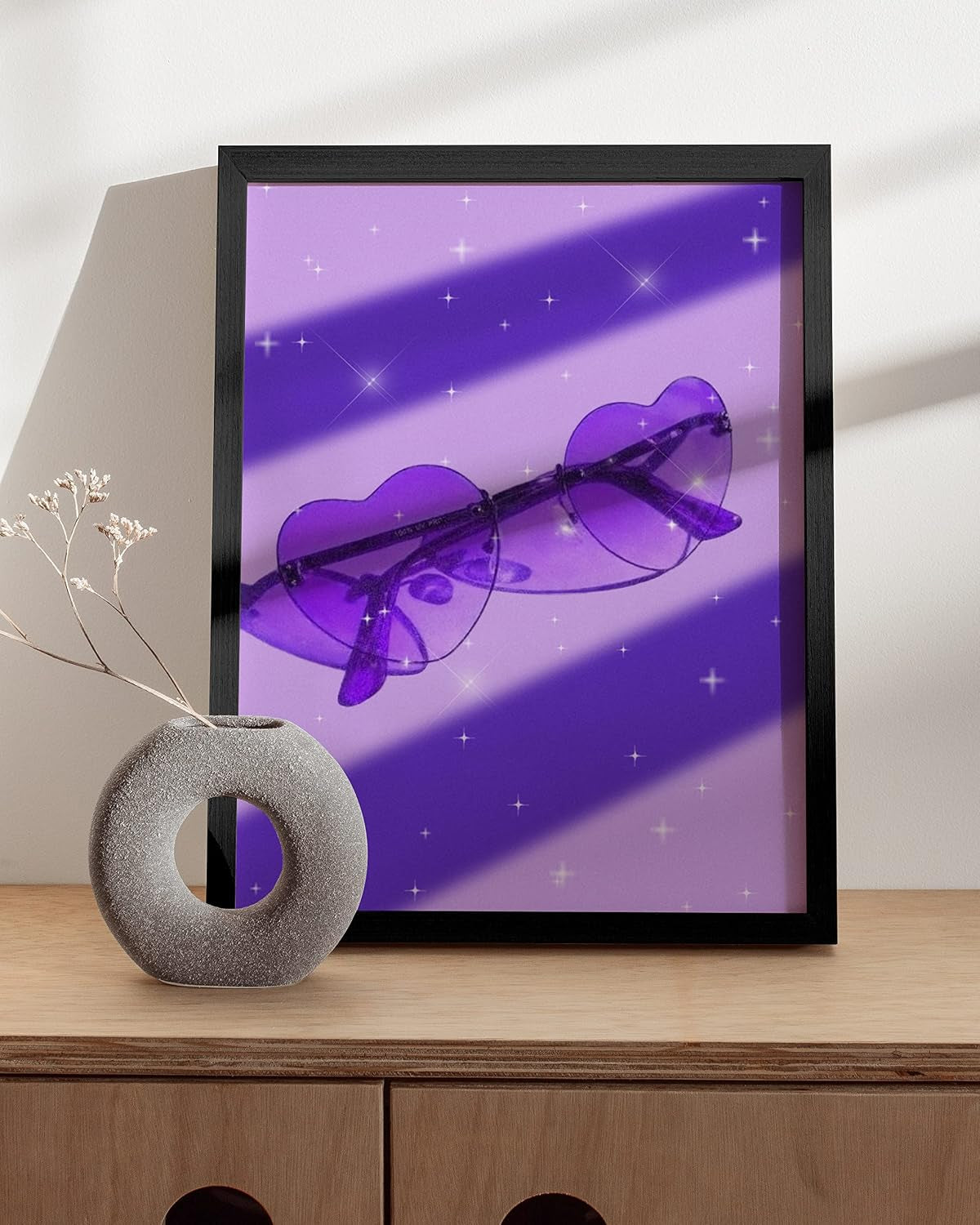 Sunglass Art - Purple Aesthetic Room Decor & Cool Posters for Neon Wall Art - UNFRAMED 12X16
