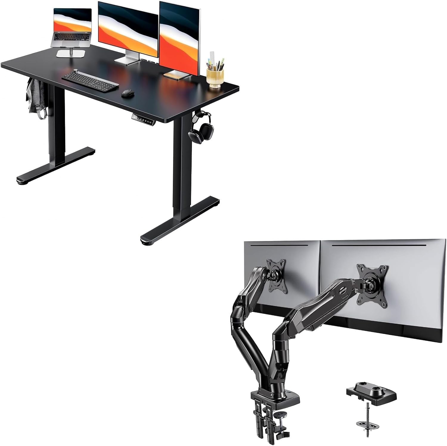 Electric Standing Desk Dual Monitor Stand