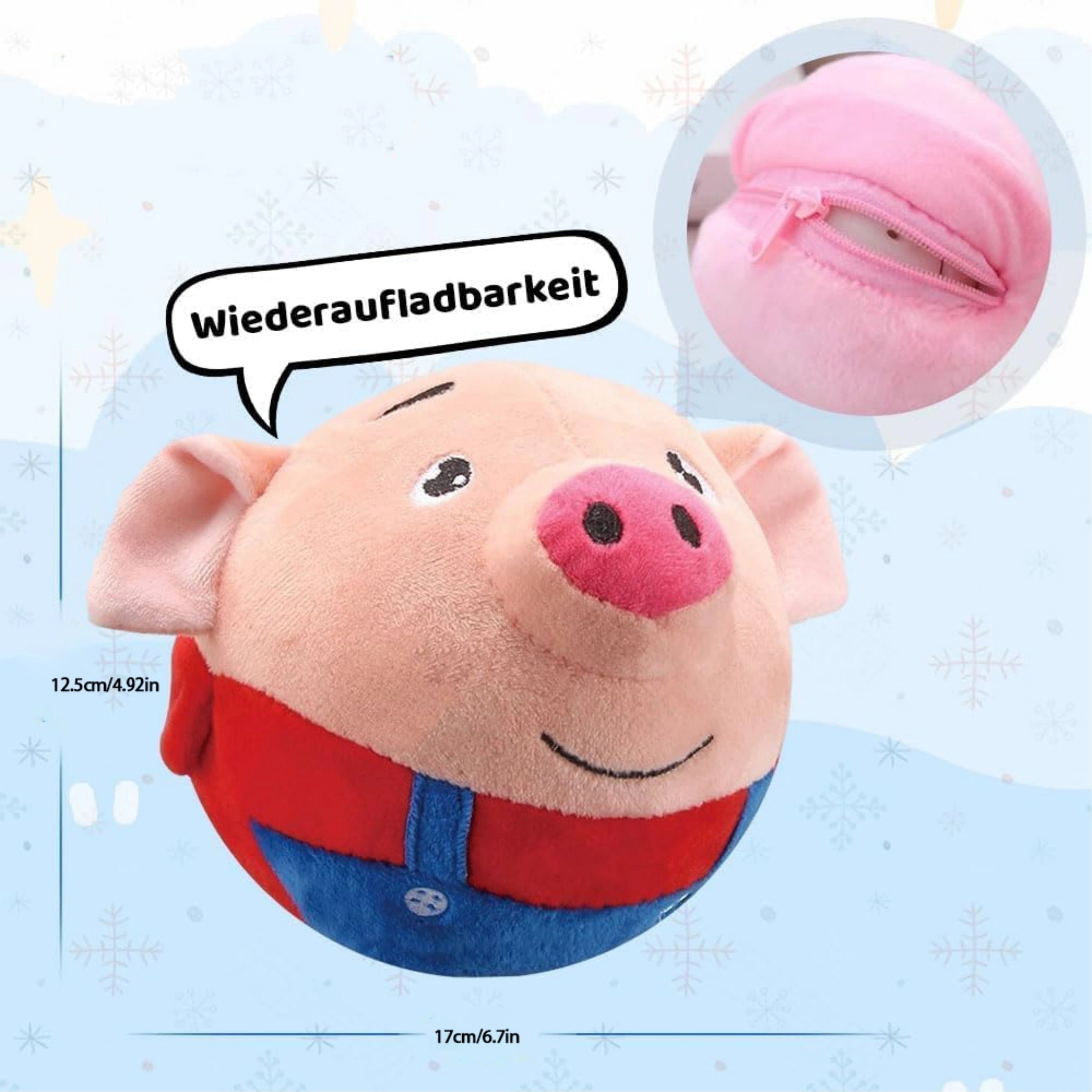 Moving , USB Rechargeable Interactive Washable Cartoon Pig Plush Sound Electronic Dog Toy, Small Plush Sound Toys for Dogs